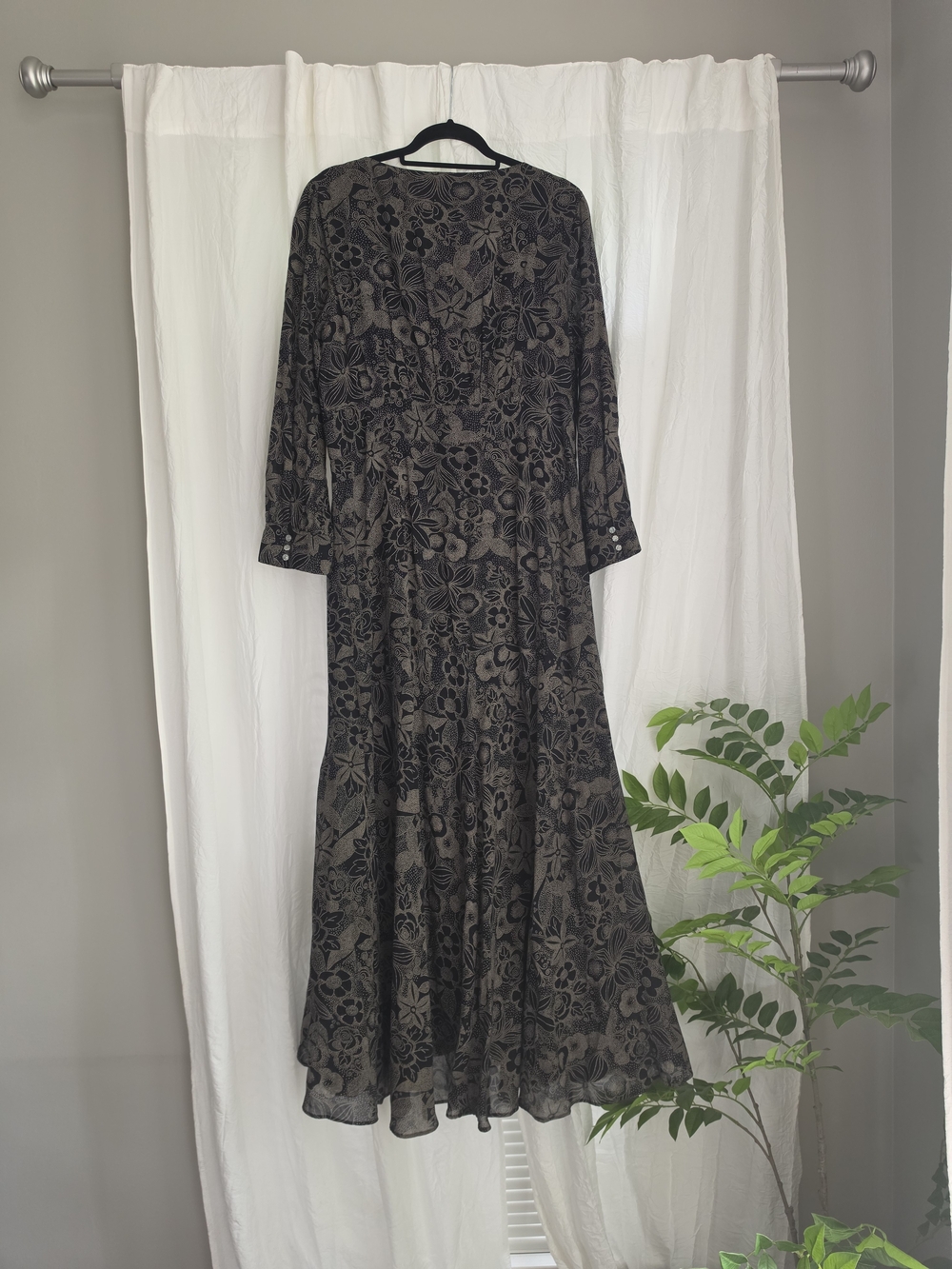 RRL Ralph Lauren Black Floral Long-Sleeve Maxi Dress - Picture 3 of 4